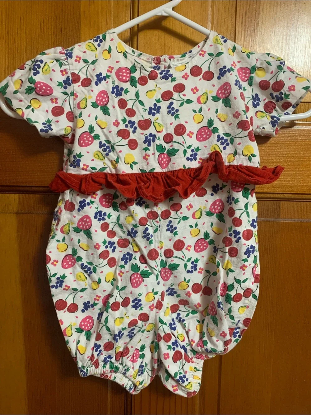 White Fruit Ruffle Onesie